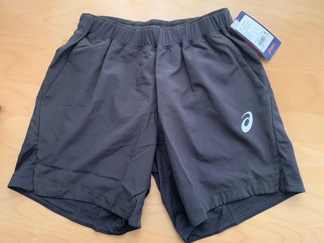 asic mens running shorts
