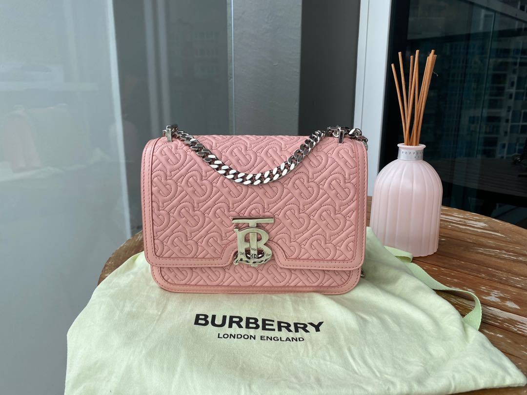 Burberry TB quilted monogram pink leather bag, Luxury, Bags & Wallets on  Carousell