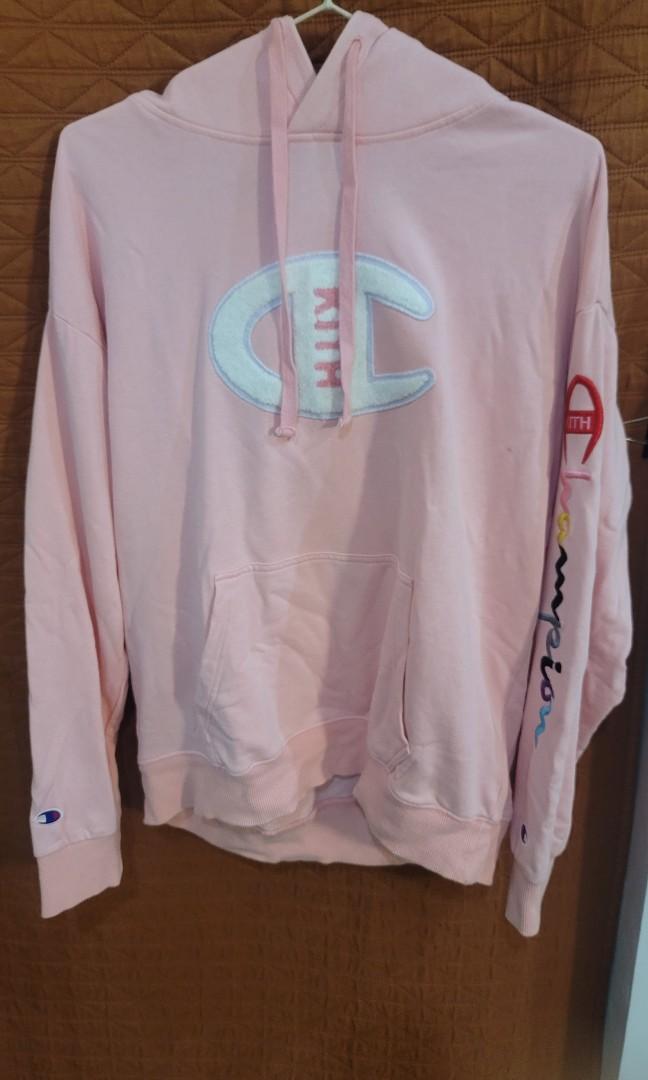 kith x champion pink hoodie