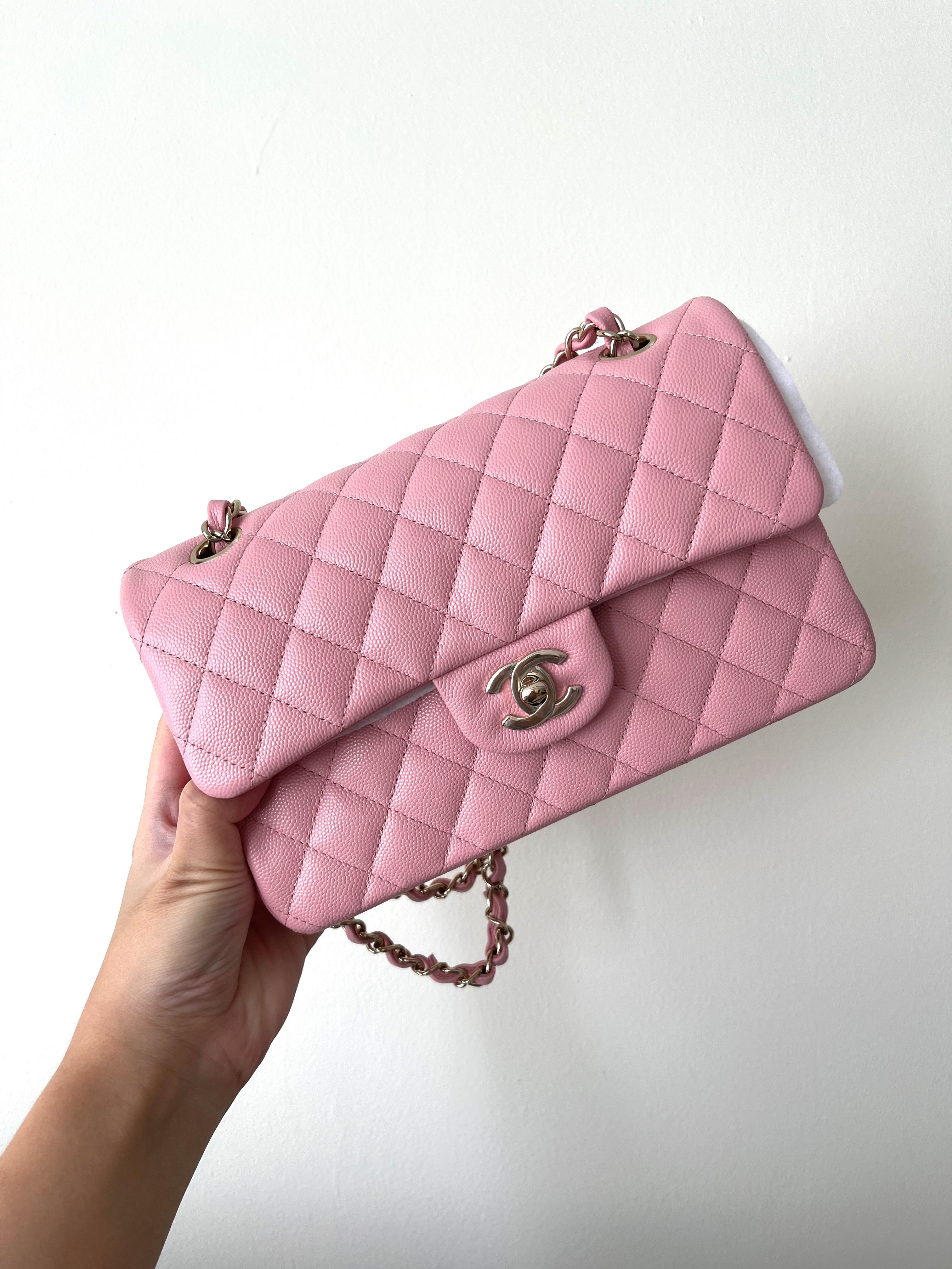 Chanel 22C Pink Small Classic Flap in LGHW, Luxury, Bags & Wallets
