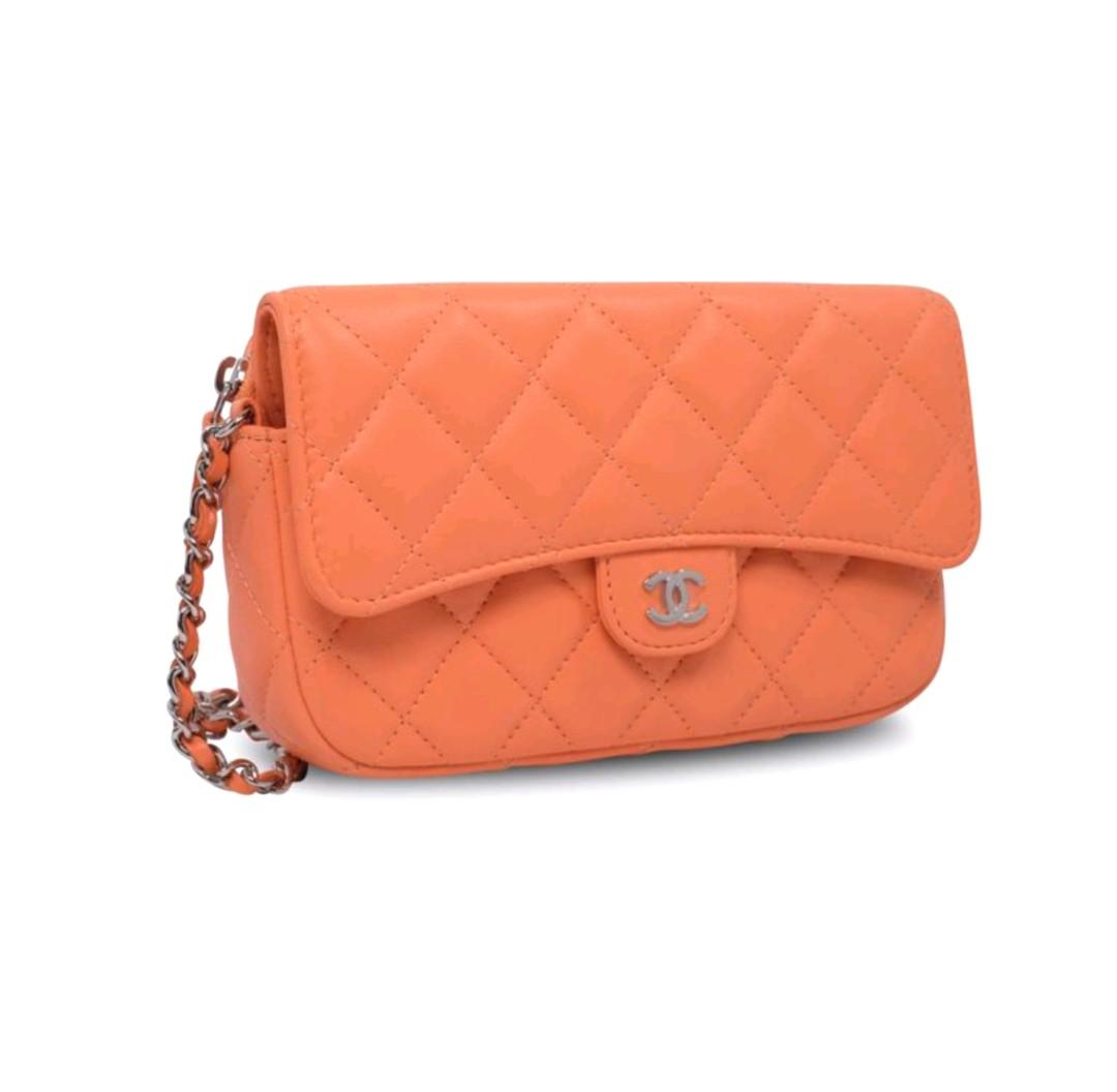 Chanel Flap Bag Mini Orange Lambskin, Luxury, Bags & Wallets on Carousell
