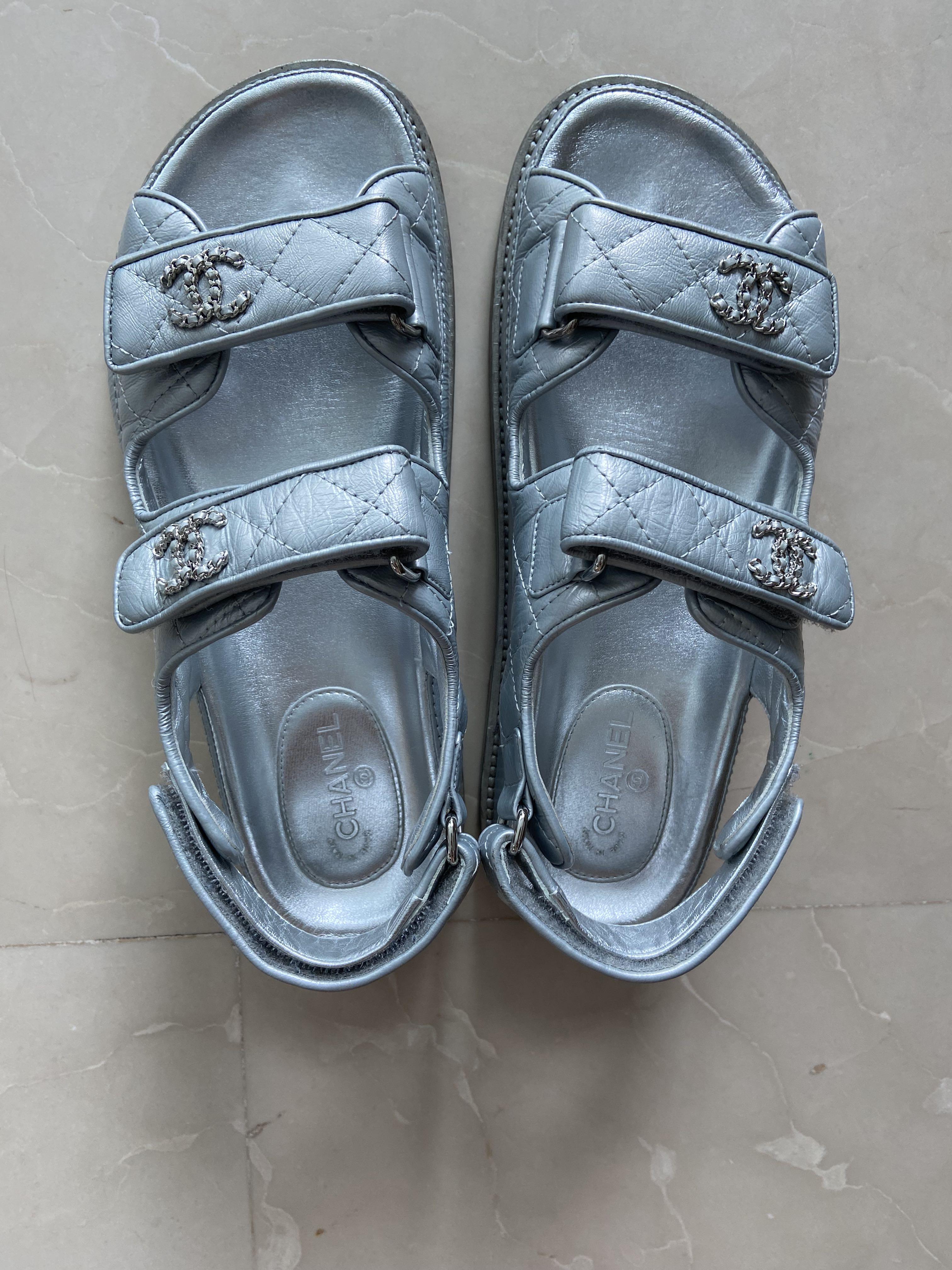 Silver best sale chanel sandals