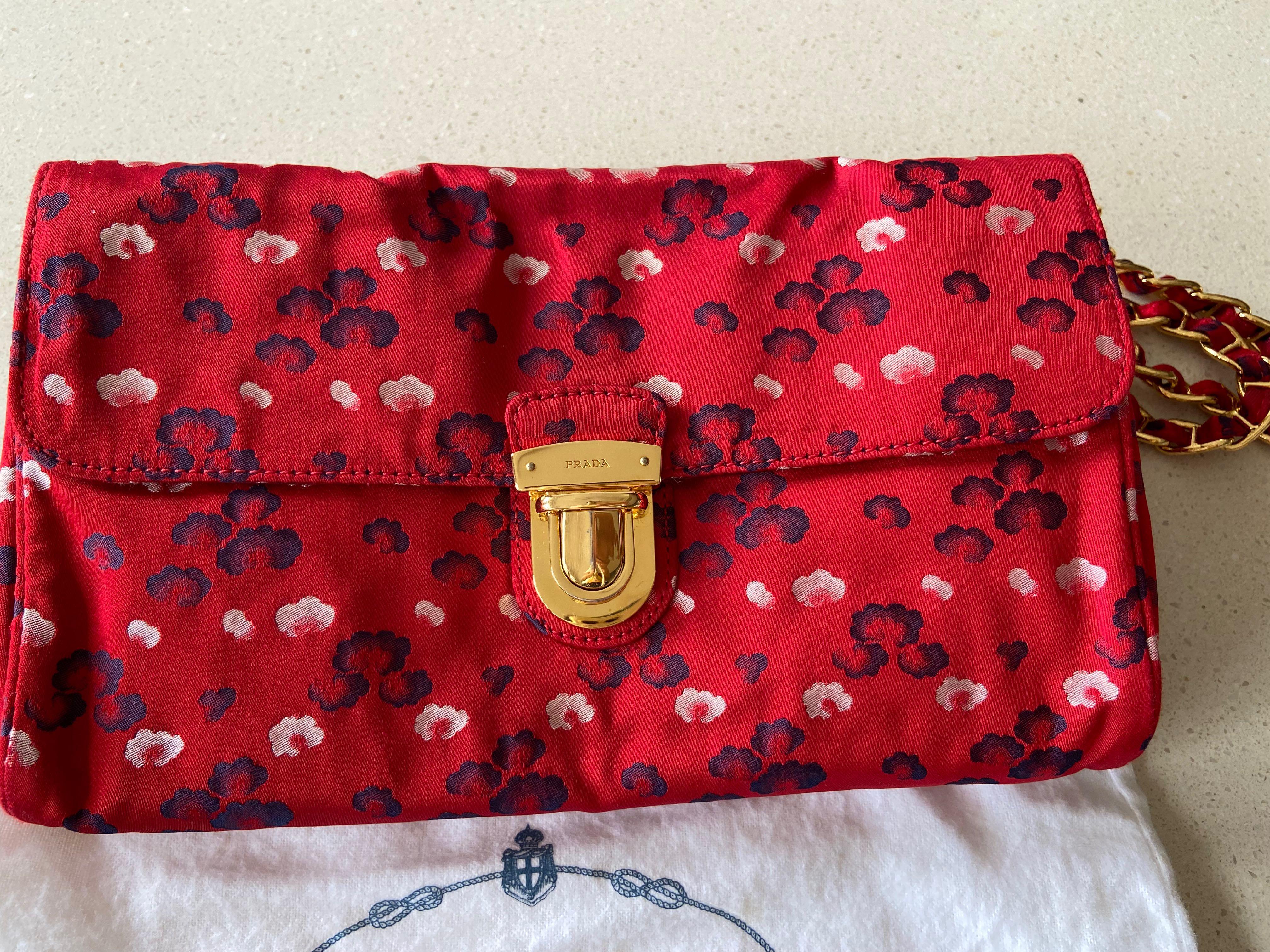 Brand New 100 Authentic Prada Tessuto Jacquar Rosso Sling Bag