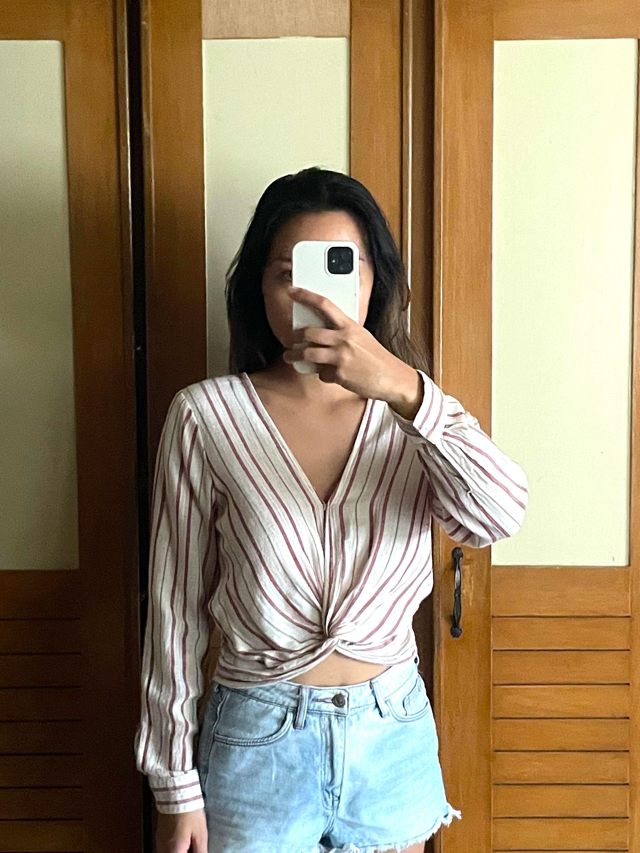 Cotton On Linen Striped long sleeve crop top, Women's Fashion, Tops,  Longsleeves on Carousell