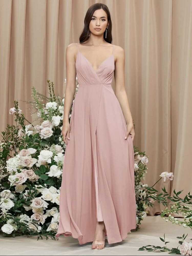 Dusty pink online floor length dress