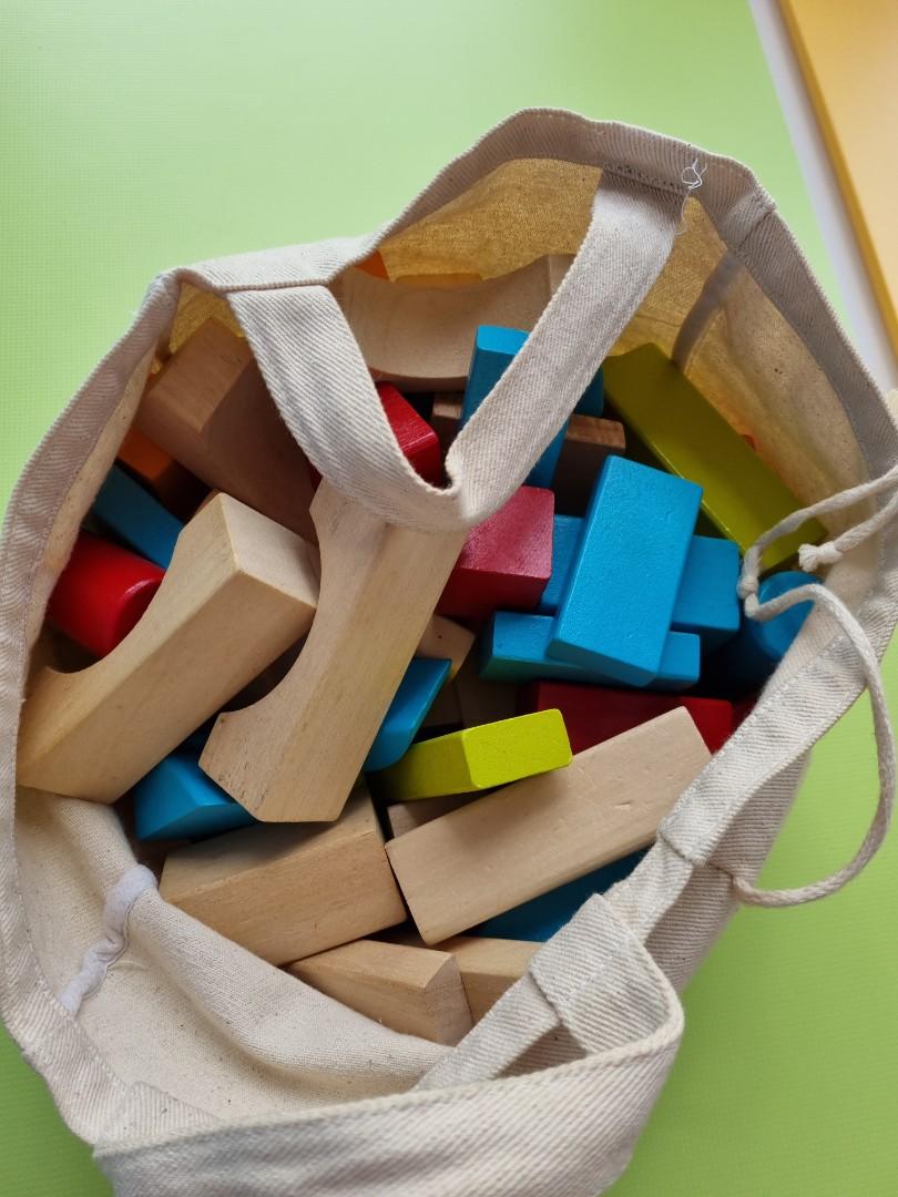 ELC Wooden Building Blocks (Blue), Babies & Kids, Infant Playtime on Carousell