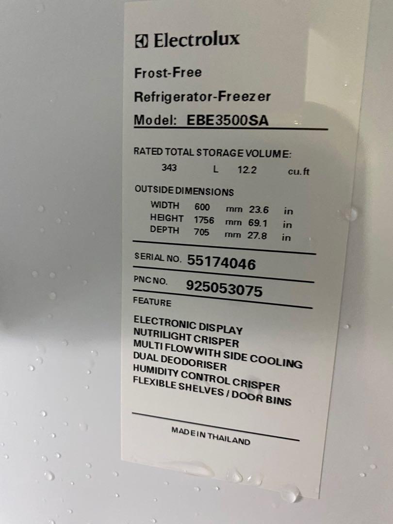 Electrolux Bottom Freezer Fridge, 343L, TV & Home Appliances, Kitchen