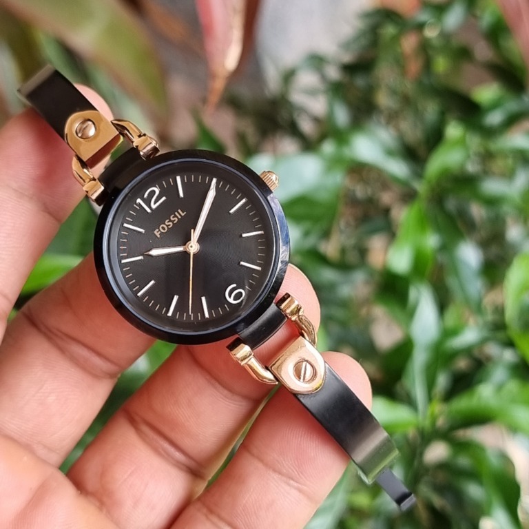 Fossil Georgia Black Dial Smoke Grey Ion plated Ladies Watch
