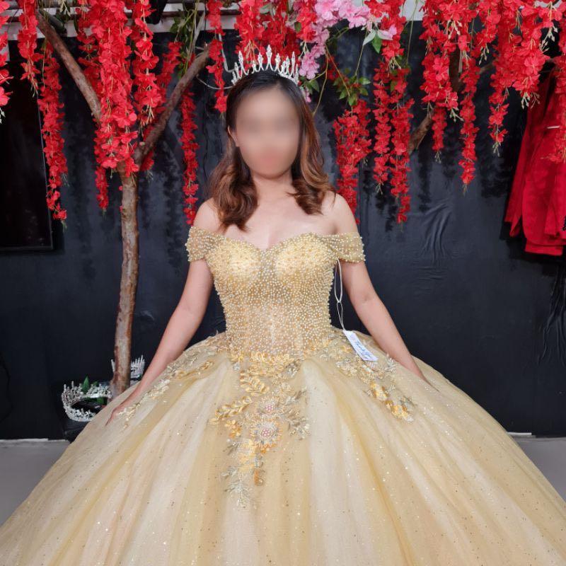 Gold Ball Gown, Women's Fashion, Dresses & Sets, Evening dresses & gowns on  Carousell