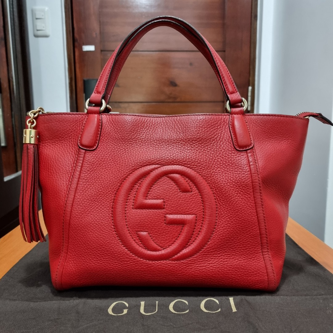 Gucci Soho Red Tote Bag, Luxury, Bags & Wallets on Carousell