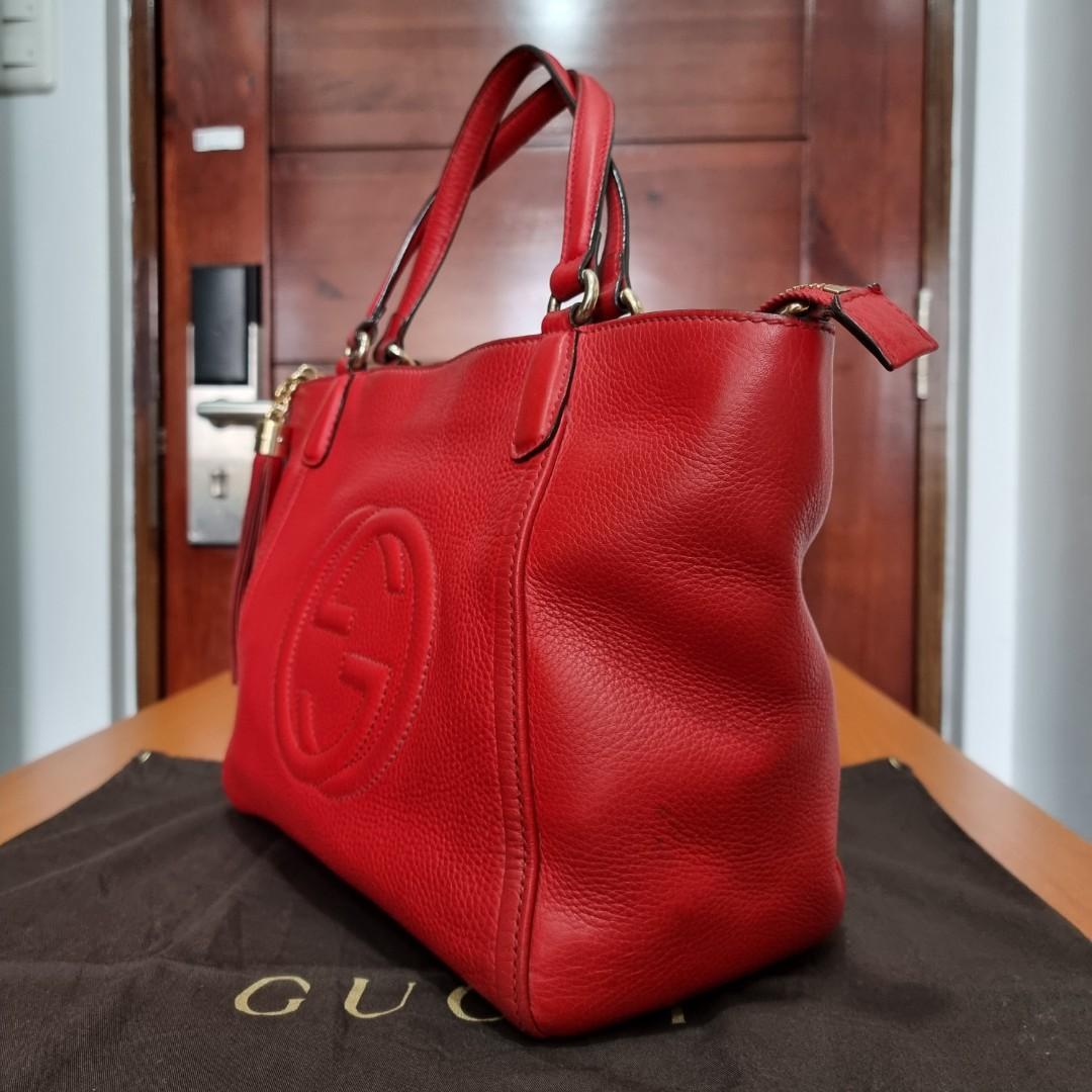 Gucci Soho Red Tote Bag, Luxury, Bags & Wallets on Carousell