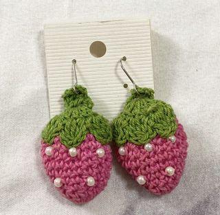 Handmade Knitted Strawberry Earrings