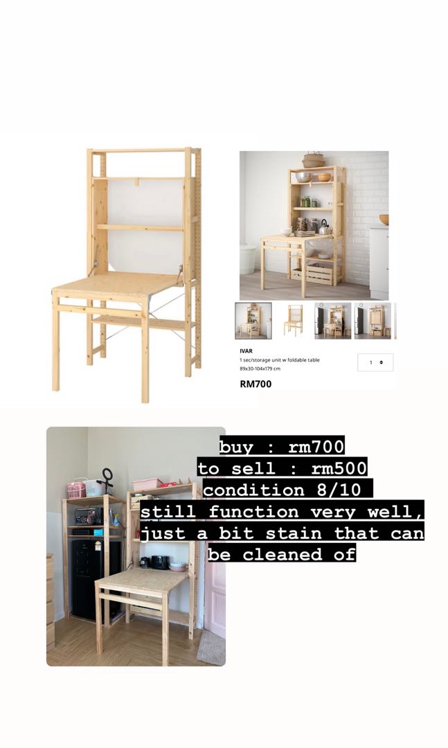 IVAR IKEA FOLDABLE TABLE, Furniture & Home Living, Furniture, Tables