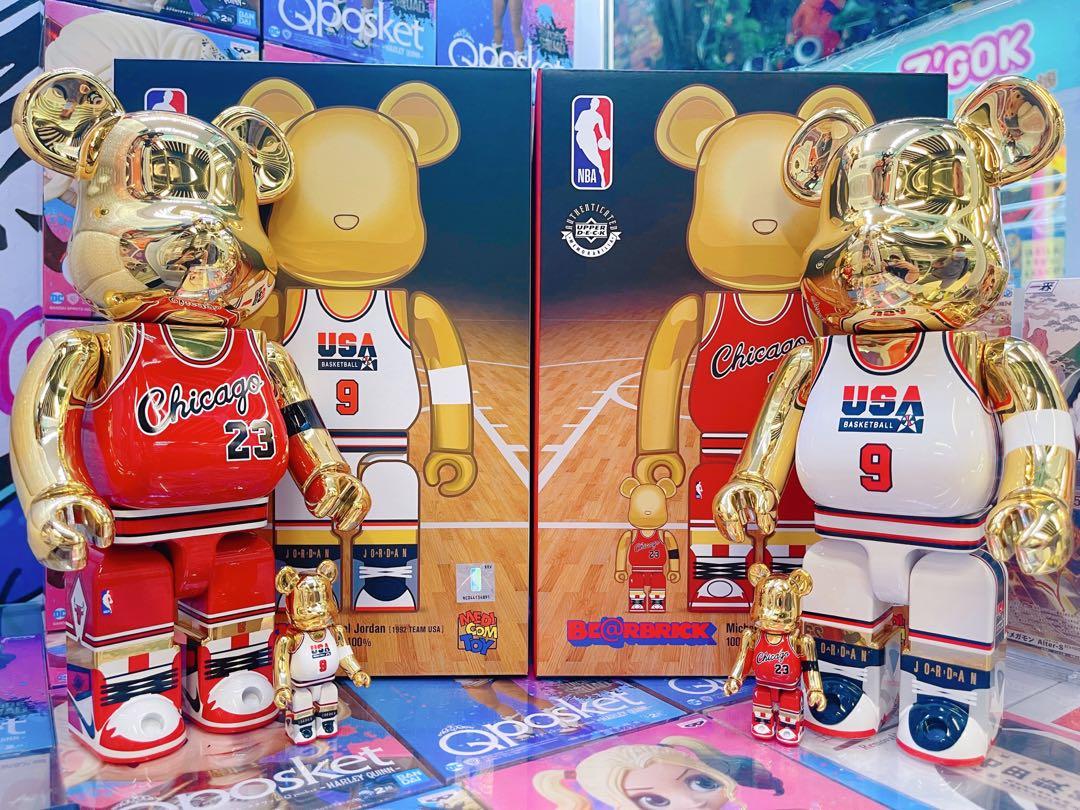 Bearbrick Michael Jordan 1985 Rookie Jersey 100% & 400% Set Gold Chrome