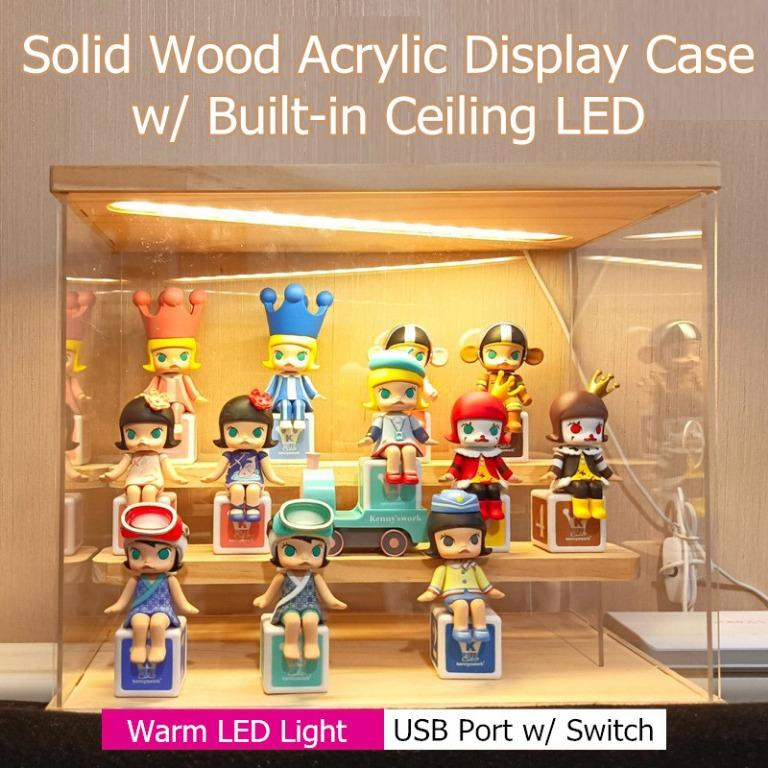 LED Acrylic Transparent Display Case Blind Box Lego Popmart Storage Light Rack Shelf, Furniture