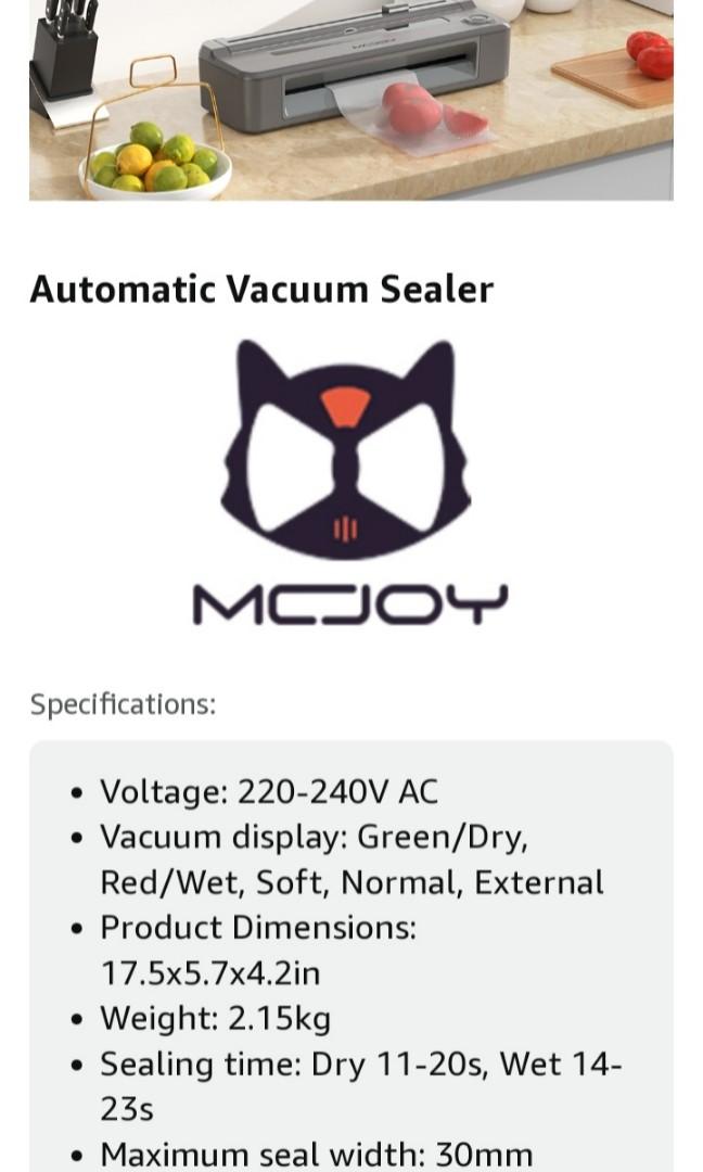 McJoy V67 Heavy Duty Vacuum Food Sealer with Builtin Cutter FREE Textured Embossed Plastic Roll