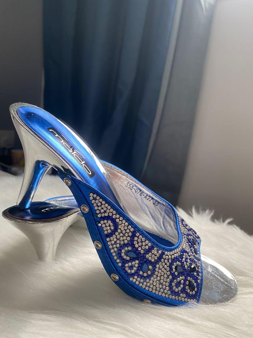 QWACK High Heels Cinderella Glass Slippers Pointed Toe High Heels Rhinestone  Sequins Bridesmaid Wedding Shoes (Color : Blue, Size : 43 EU) : Buy Online  at Best Price in KSA - Souq