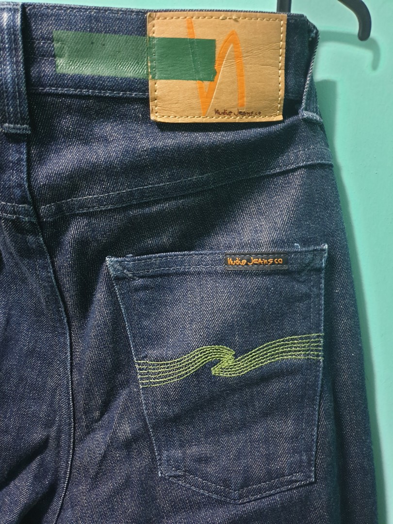 Nudie jeans lean dean worn in green top