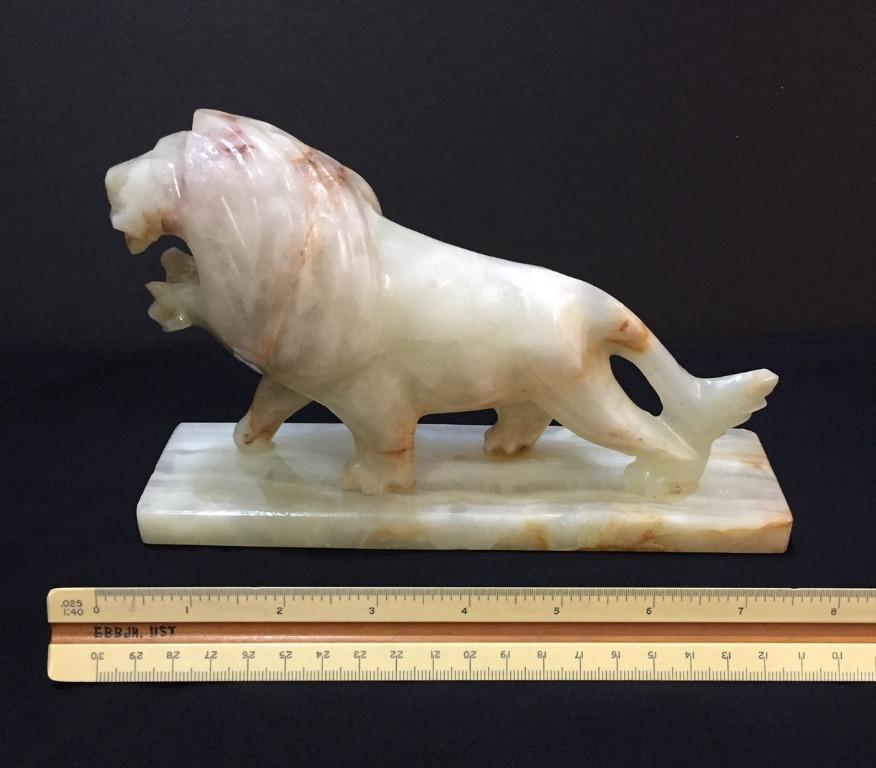 Onyx Marble Carved Lion Figurine, Furniture &amp; Home Living
