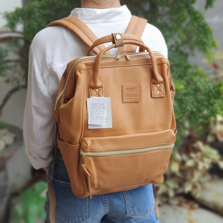 Original A.N.E.L.L.O Japan PU Mini Leather Backpack Rucksack-Brown