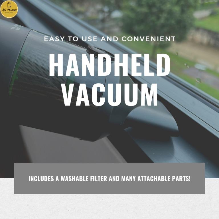 Portable Car Vacuum (Category: Carpets & Mats) located in Singapore. Submitted by alimamahsg (Listing ID 1139920561, Image 2). Description: MSRP: $85.90, but now it’s going for only $59.90!!! While stocks last! WYZE handheld vacuum is a US engineered product, assembled in China. It is lightweight and cordless which makes it easy to store. It has 16,800Pa/42.8AW suction power for home and car use. Moreover, it has a washable pre filter screen that