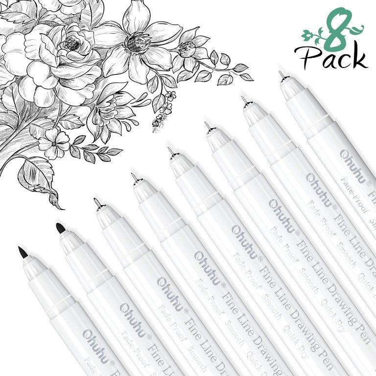 Ohuhu Fineliner Drawing Pen, 8 Pack