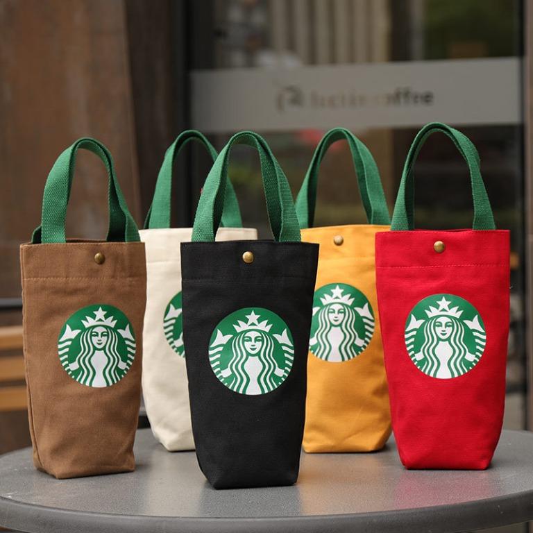 Starbucks Canvas Tote Bag Handbag Barrel Shape Shoulder ECO Shopping Bag White 