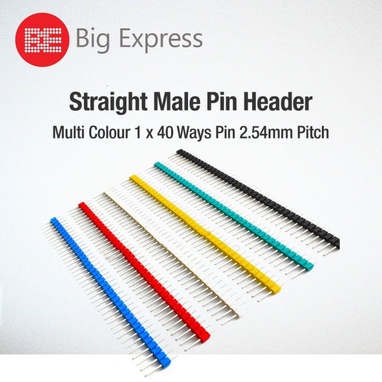 Straight Male Pin Header Multi Colour 1 x 40 Ways Pin 2.54mm Pitch