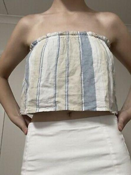strapless top kemben stipe blue fade 