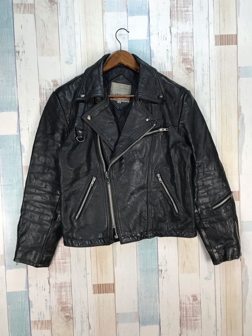Vintage 90s Mosquito Double Collar 100% Real Leather Jacket, Men's ...