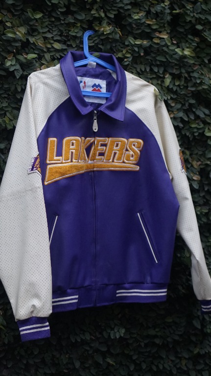 Vintage LA Lakers 90's NBA Team Mighty Mac Leather Jacket L, Men's