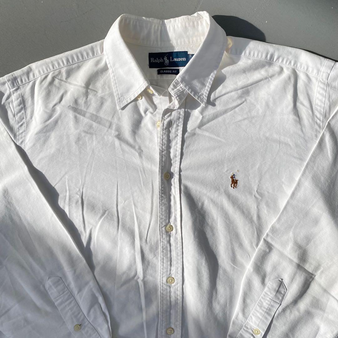 Vintage Ralph Lauren White Button Shirt, Men's Fashion, Tops & Sets,  Tshirts & Polo Shirts on Carousell