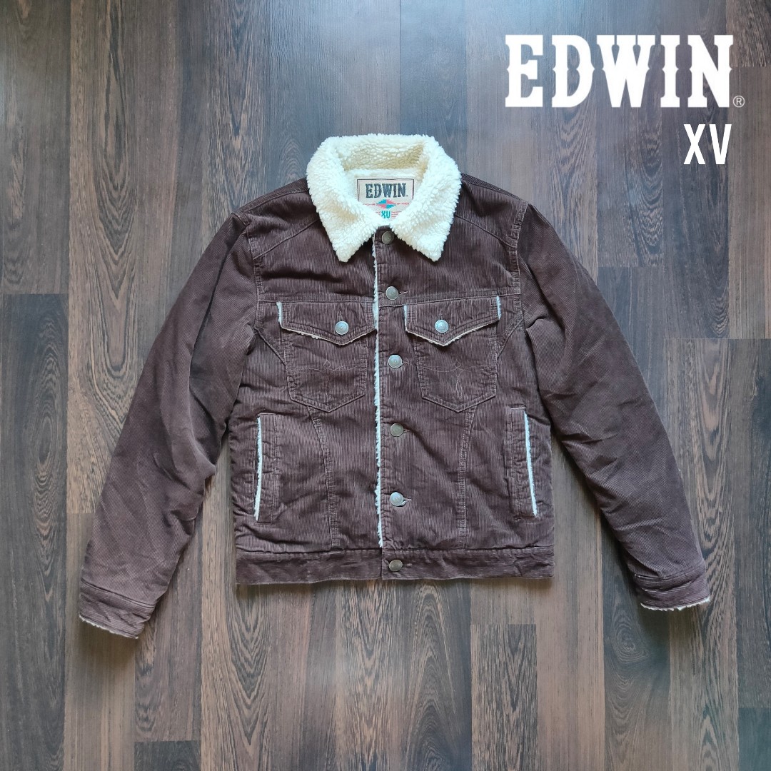 VINTAGE RARE EDWIN XV SHERPA Fur Lined Corduroy Jacket
