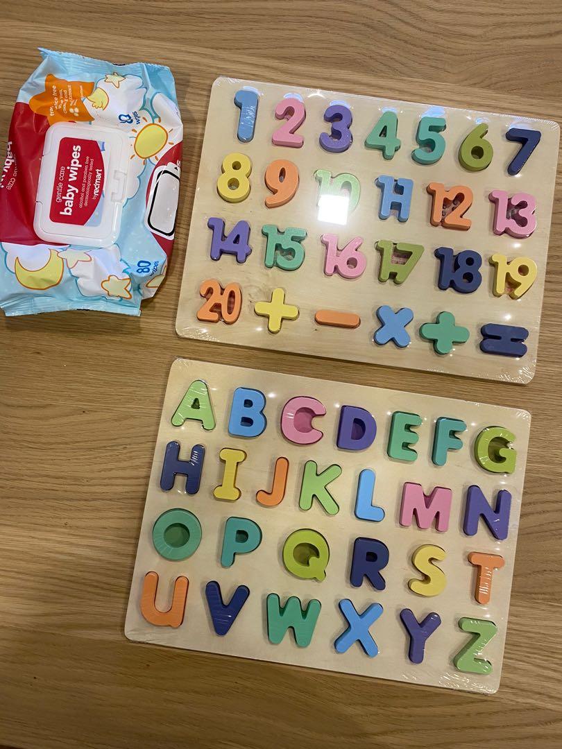 Wooden number and alphabet puzzle, Babies & Kids, Infant Playtime on