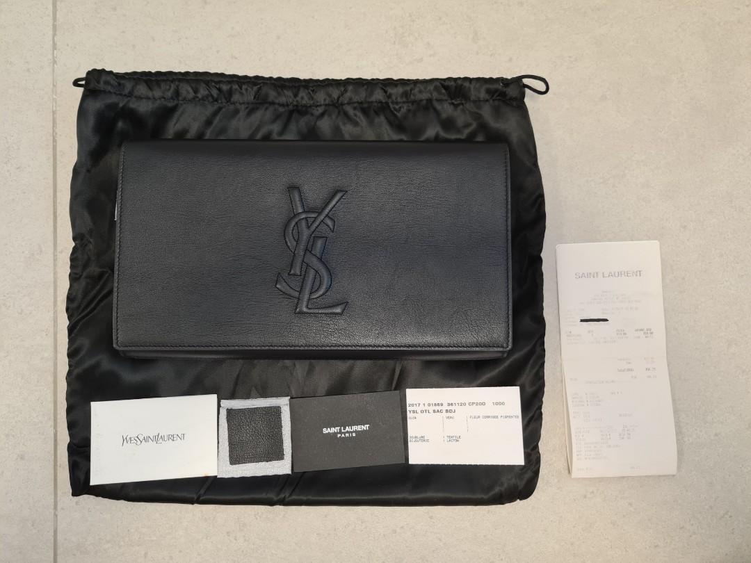 Yves Saint Laurent YSL Large Belle Du Jour Clutch in Black Matte Leather