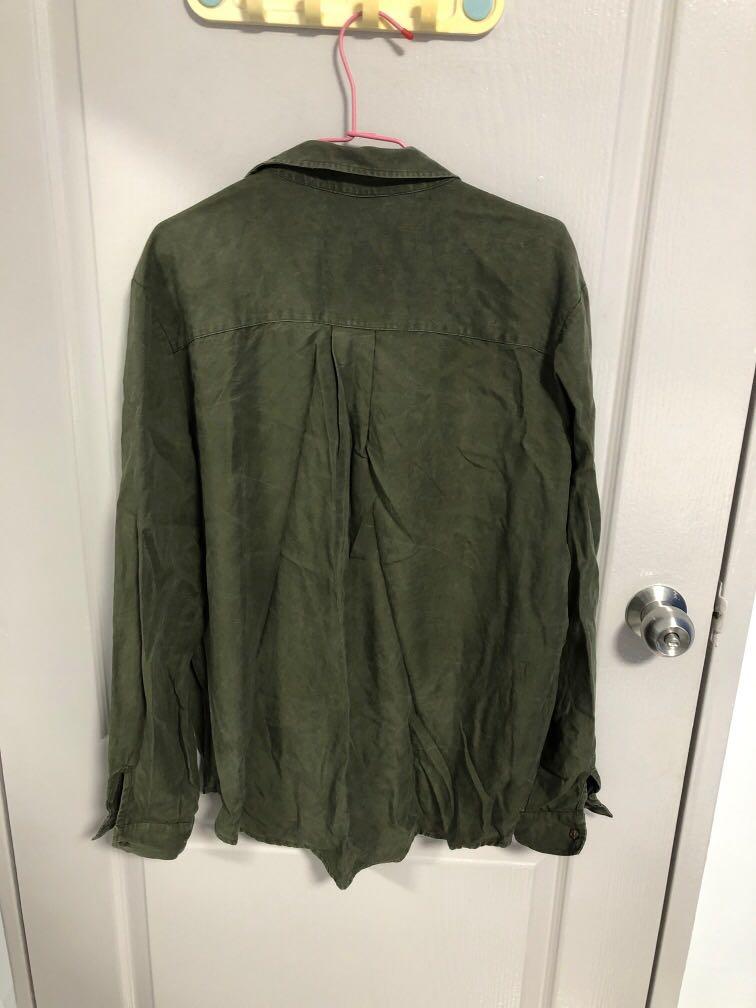 Zara green shirt jacket clearance