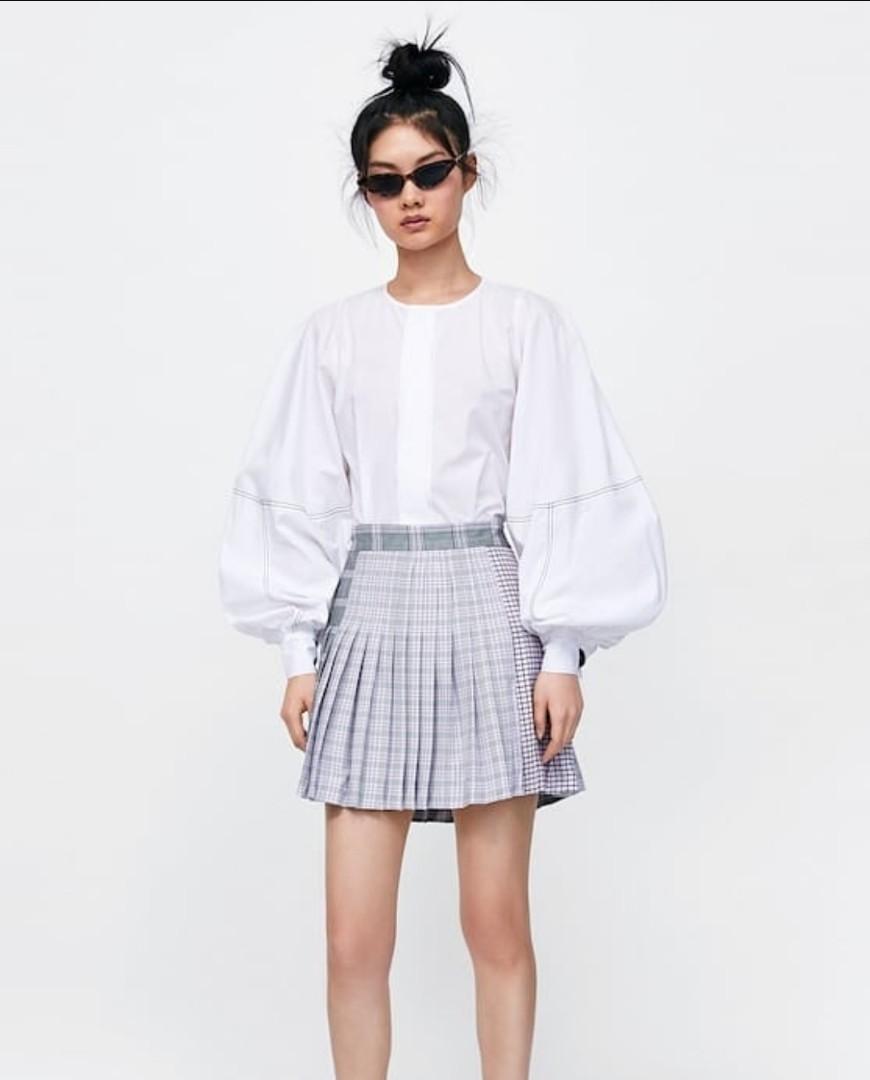 Plaid patchwork shop skirt zara