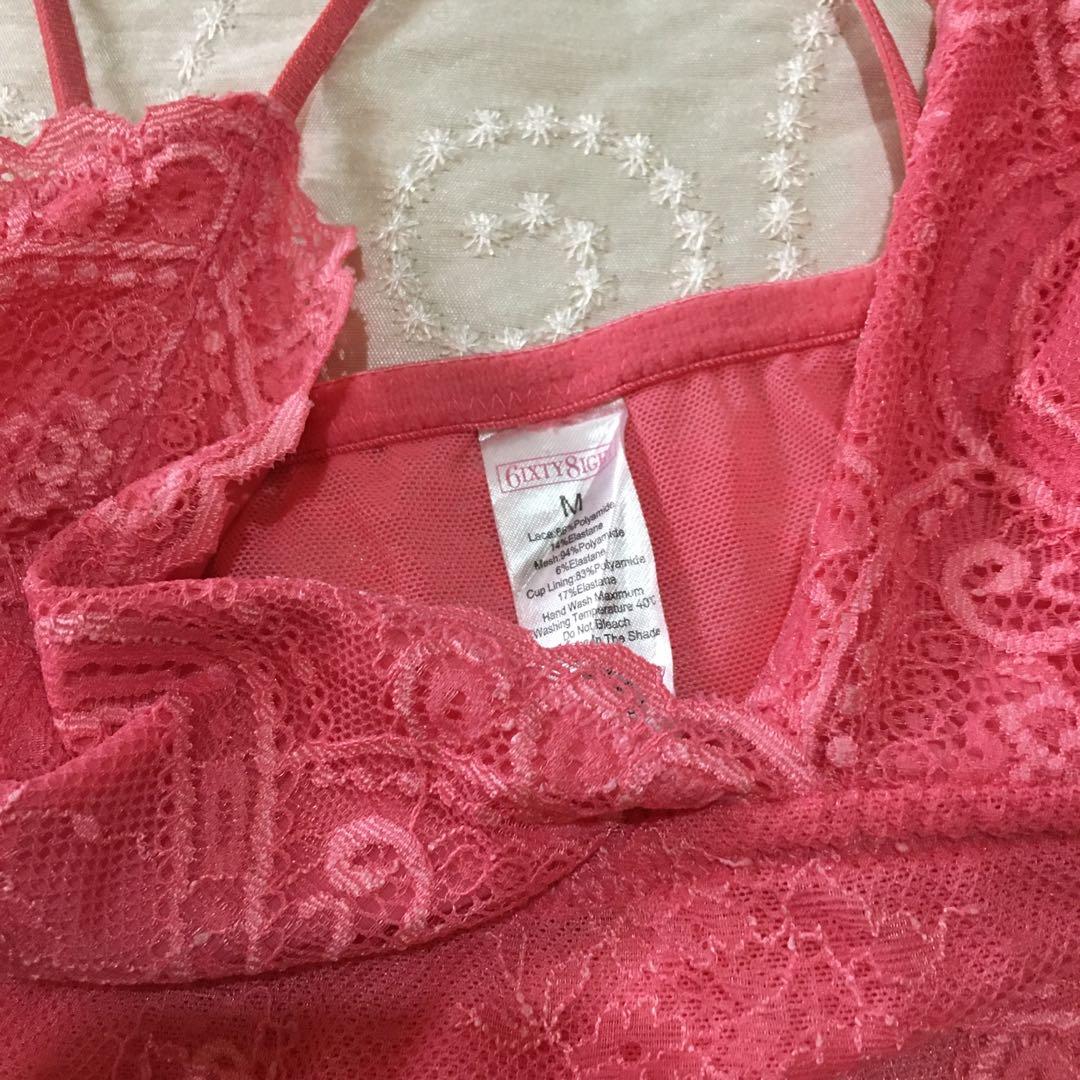 6ixty8ight Pink lace Bralette (Category: Undergarments & Loungewear) located in Quezon City. Submitted by thriftees21 (Listing ID 1140032155, Image 2). Description: Used twice 10/10 Very sexy ww rfs: decluttering super lower price.