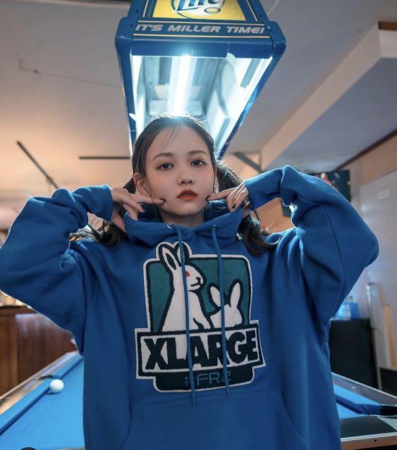 FR2 × XLARGE Fxxk Icon Hoodie BLUE XL-