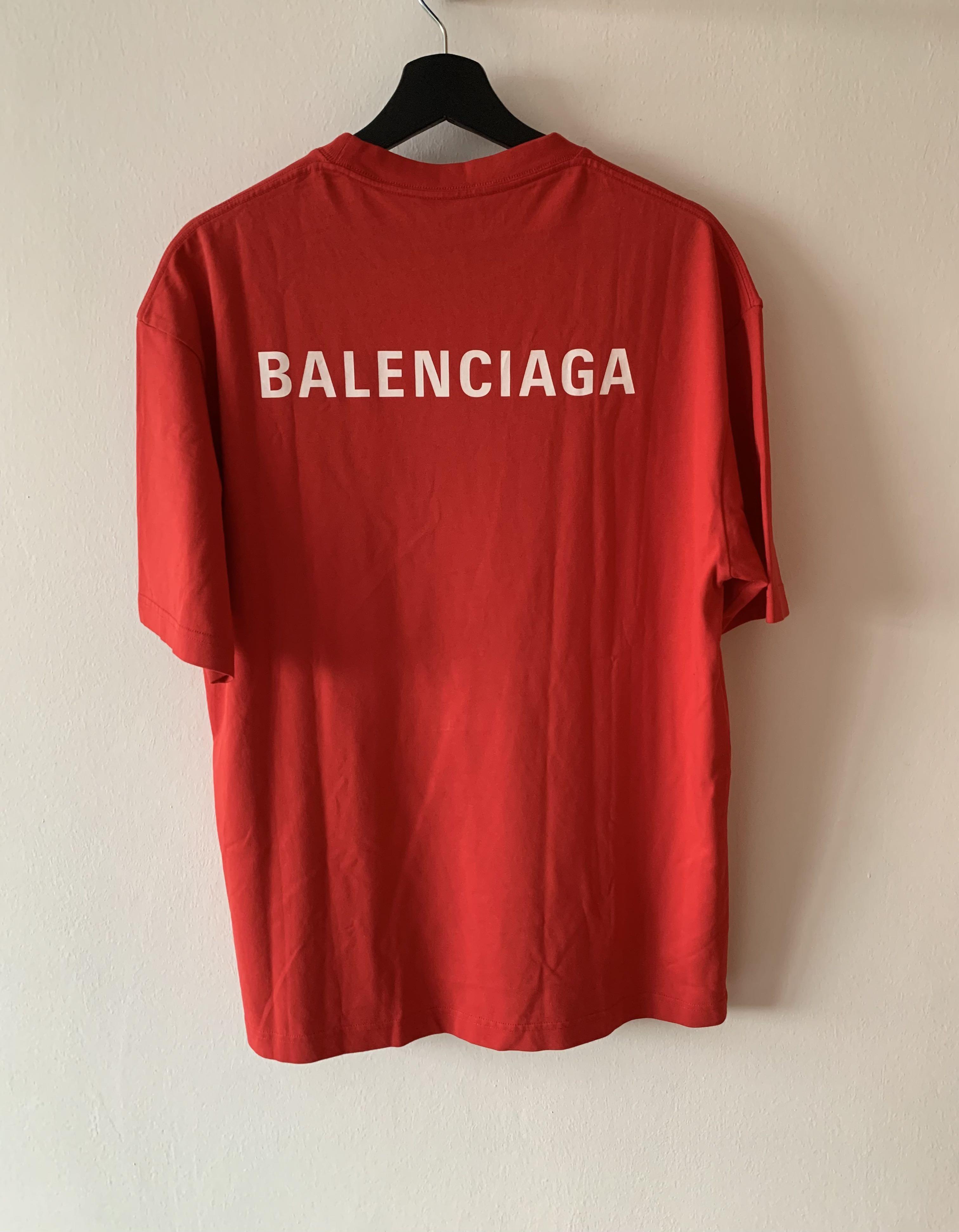 Balenciaga Rear Logo Red Tee Shirt