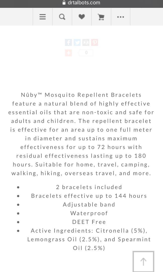 BNIB nuby baby mosquito patch repellent bracelets dr talbots baby