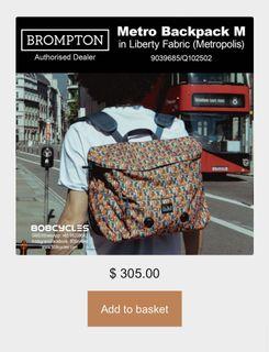 Brompton Metro Backpack In Liberty Fabric (Metropolis) BNIP