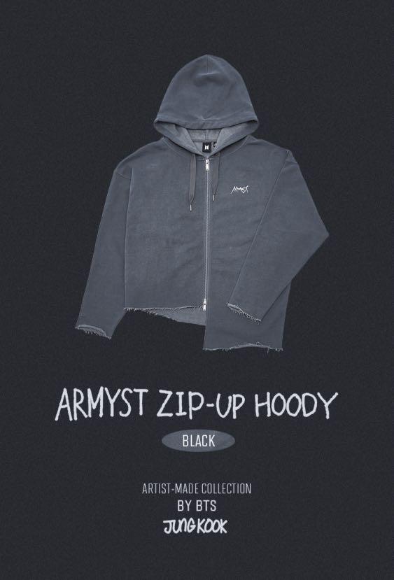 bts jungkook armyst black zip up hoodie, Hobbies & Toys 