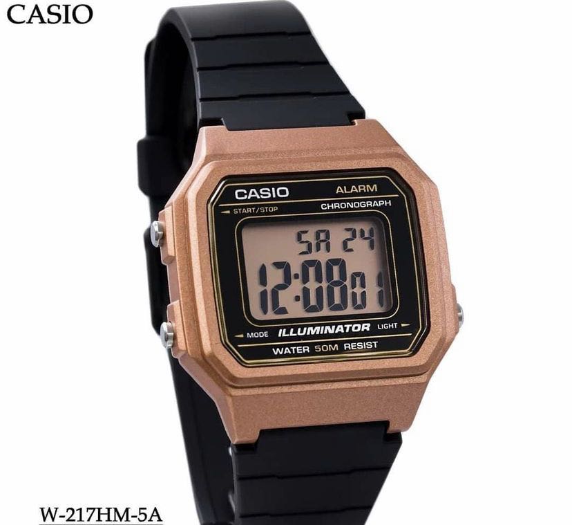 Casio Illuminator W217 Digital Quartz W217HM-5A Rose Gold Watch W-217HM ...