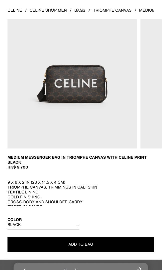 Celine MEDIUM MESSENGER BAG IN TRIOMPHE CANVAS WITH CELINE PRINT, 名牌, 手