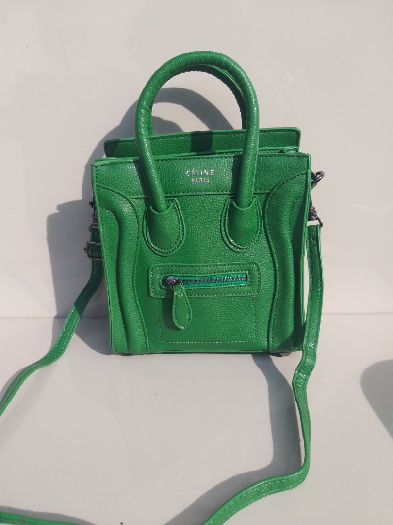 CELINE NANO LEATHER GREEN SLINGBAG, Women's Fashion, Bags & Wallets