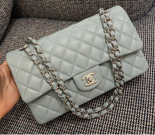 Chanel classic medium light blue 20B, Luxury, Bags & Wallets on Carousell