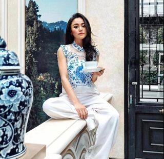 Cheongsam bordir top chinoiserie