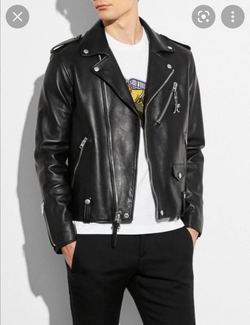 Mens coach leather jacket cheap
