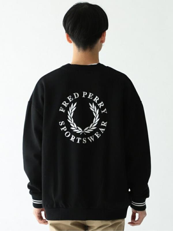 Fred Perry 男裝黑色圓領衛衣長袖sweatshirt 生日禮物斯文休閒英倫, 男 定番から最新購入 × PERRY FRED BEAMS Sweat Crew Logo 別注 / スウェット